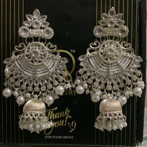 White Earrings With Maangtika