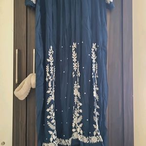 Blue Colored Chikankari Dress