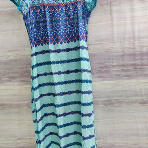 Blue Floral Printed Kurti