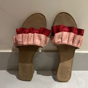 SSS- Women Pink And Red Flats