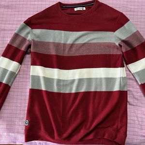 PURPLE HAZE Men Striped,colorblock Round Neck Red