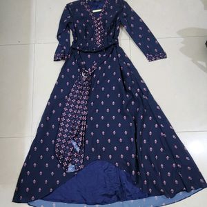 Fusion Delight Navy Middi Ethnic Dress