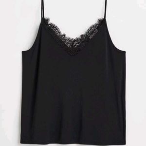 H&M Black Lace Trimmed Cami Top