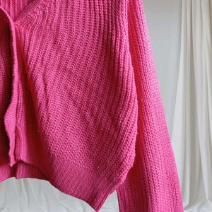 Pink Crop Cardigan