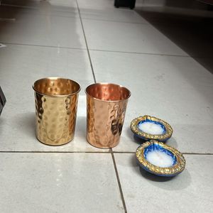 PURE COPPER GLASSES & DIYAS