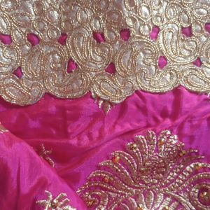 ROYAL ORANGISH PINK FESTIVE SAREE.