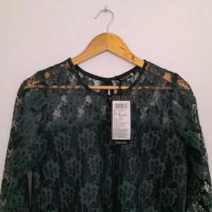 Tokio Talkies Dark Green Lace Top (Women's)