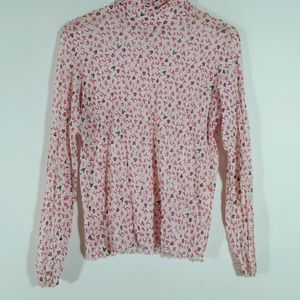 Pink Printed Mesh Top(women's)