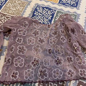 Lavender Saree With Blouse N Jacket