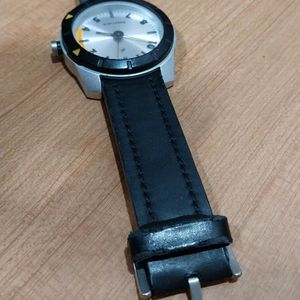 Fastrack black leather watch