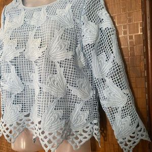 Sky Blue Knitted Curashio Net Top