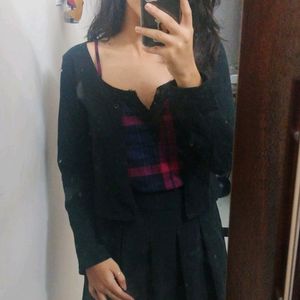 Crop Black Cardigan Like Jacket