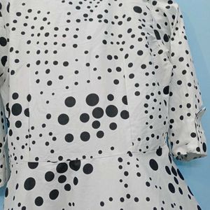 Black Dot Print Dress 34size