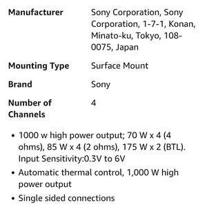 Sony  Car Amplifier