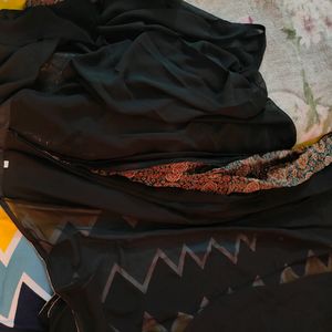 Black Ready To Wear Saree With Handwork Blouse