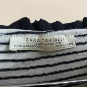 Zara White & Black Line Top