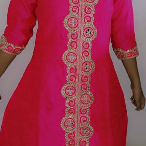 Rose Pink Kurta With Lace Details 💗