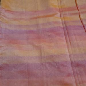 Pink and Orange Stripes Designer Saree with Blouse