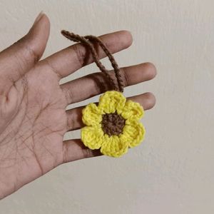 Combo- Crochet Bee Keychain And Flower Charm