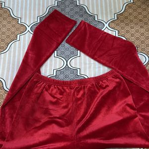 Maroon Color Velvet Leggings