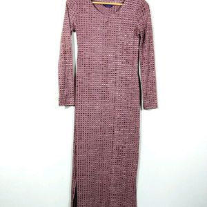 DNMX Maroon Printed Long Dress (Women)