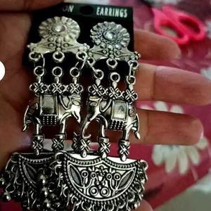 Oxidized Elephant Design Jhumkas...