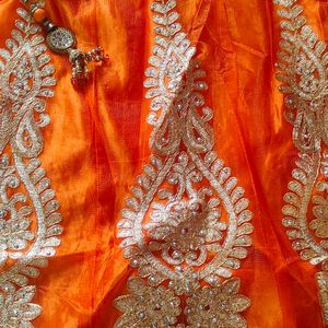 Selling Lehnga With Orange And Golden Colour