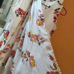 White Anarkali Kurta With Dupatta