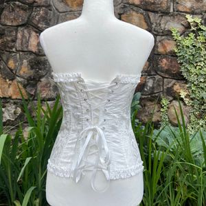 White Textured Corset Top