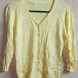 Ladies Fashion Cardigan Casual Top Yellow