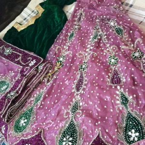 Purple Stone Work Lehnga Set