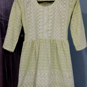 Lime Green Chikankari Kurti