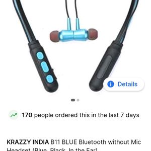 B11 BLUE Bluetooth without Mic Headset (UNUSED)