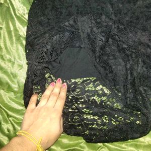 Women Black Net Dress Party Imported