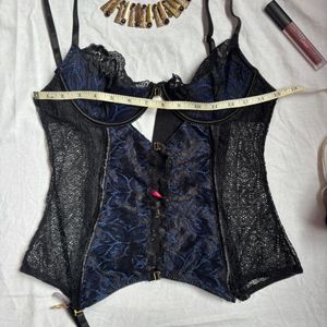 La Senza Black And Blue Lace Corset