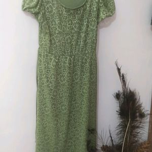 Metallic green Midi dress party wear!