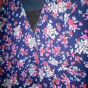 Blue/Pink Flower Printed One Piece Dress For Girl