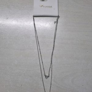 Silver Tone Double Layer Chain W Pendant