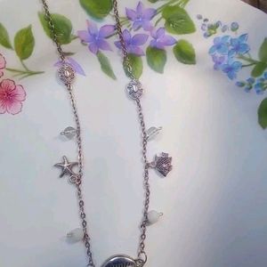 Girly Necklace With Pretty Sliver Charms And Beads