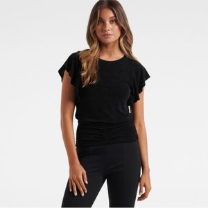 Forever New GEORGIAGLITTER FLUTTERSLEEVE TOP