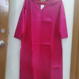 New Fab India Kurta Long Cotton Cambric straight