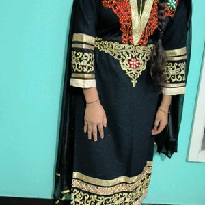 Black Beautiful Embroidered Stone Work Party Wear