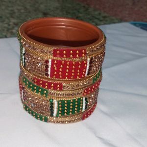 Velvet Beautiful Bangles...Green And Maroon...