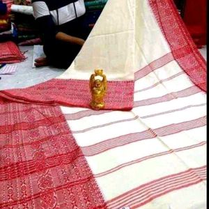 Begumpuri Red White Saree