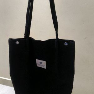 Black Corduroy Tote Bag