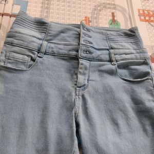 Light Blue Colour Skinny Fit High Rise Jeans