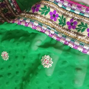 Parrot Green Saree