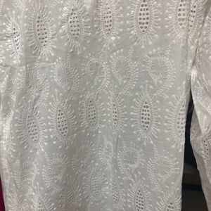 Beautiful White Cotton Chikankari Kurta