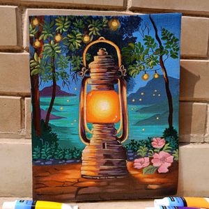 Lantern Painting On Canvas Sheet