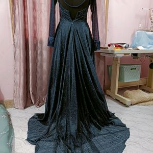 Full Of Flayer Navy Blue Gown